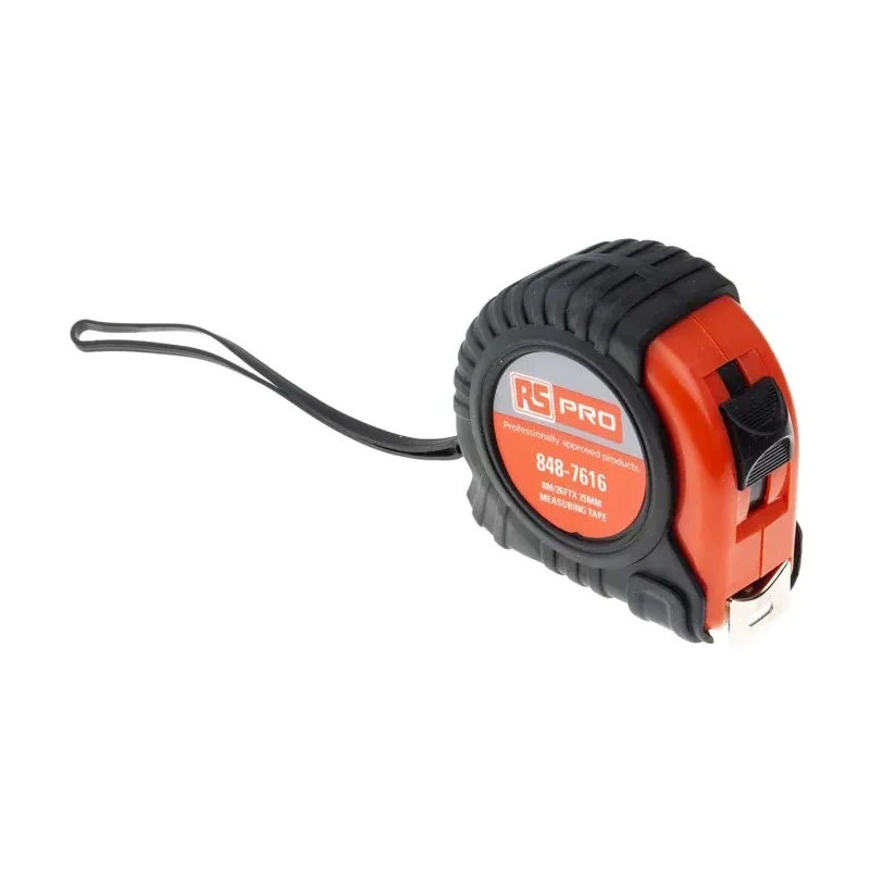 RS PRO 8 m Tape Measure with Imperial and Metric Units, 25mm Steel Blade, Red Polyvinyl Chloride and ABS Case 848-7616