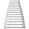 GearWrench 14-Piece Combination Ratchet Spanner Set, 6 to 19 mm, Steel Full Polished Chrome 86426