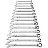 GearWrench 14-Piece Combination Ratchet Spanner Set, 6 to 19 mm, Steel Full Polished Chrome 86426