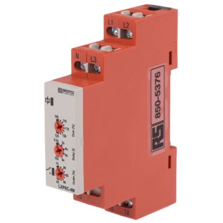 Broyce Control Monitoring Relay, 3 Phase, 120/240 V AC Monitor Range, SPDT Contact, DIN Rail Mount LXPRC-4W 230V (400V)
