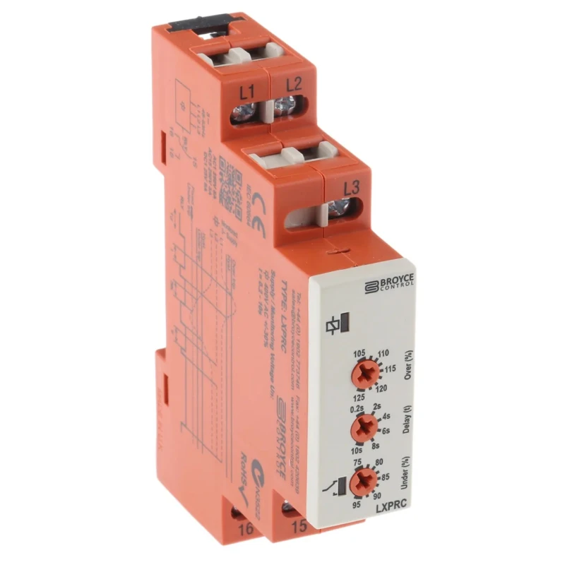 Broyce Control Monitoring Relay 3 Phase SPDT DIN Rail 110V AC 415V AC 25V AC LXPRC 400V