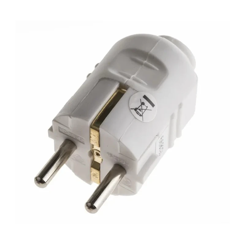 RS PRO 16A 250V Type F German Schuko Mains Plug White Cable Screw Termination 849-6103