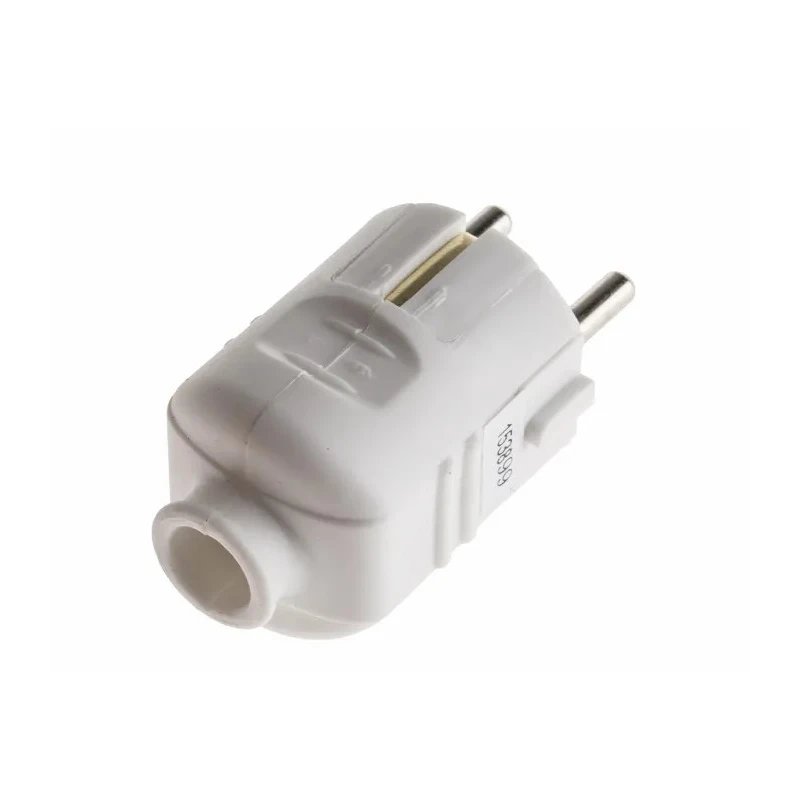 RS PRO 16A 250V Type F German Schuko Mains Plug White Cable Screw Termination 849-6103