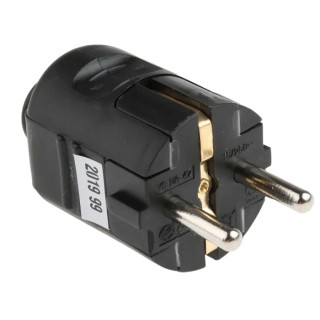 RS PRO Mains Plug Type F German Schuko 16A 250V Black Cable Screw Termination 849-6112