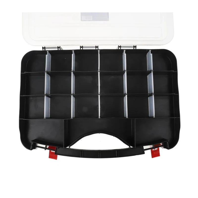 RS PRO Adjustable Compartments 42 Cell Clear Polypropylene Compartment Box, 95 mm x 420 mm x 300 mm 851-7515