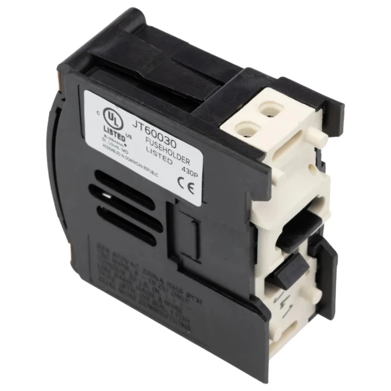 Eaton 30A Rail Mount Fuse Holder, 1P-Pole, 600V AC Thermoplastic Case JT60030