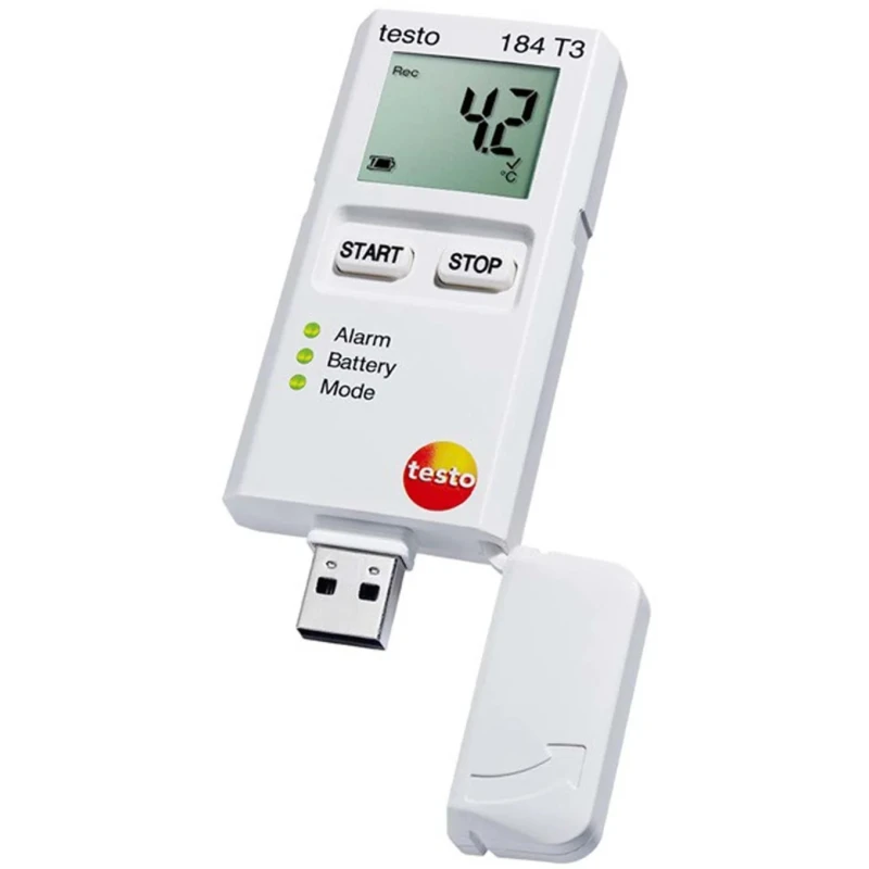 Testo 184-T3 Temperature Data Logger USB, 1 Channel, ±0.5 °C Accuracy, IP67, LCD Display 0572 1843