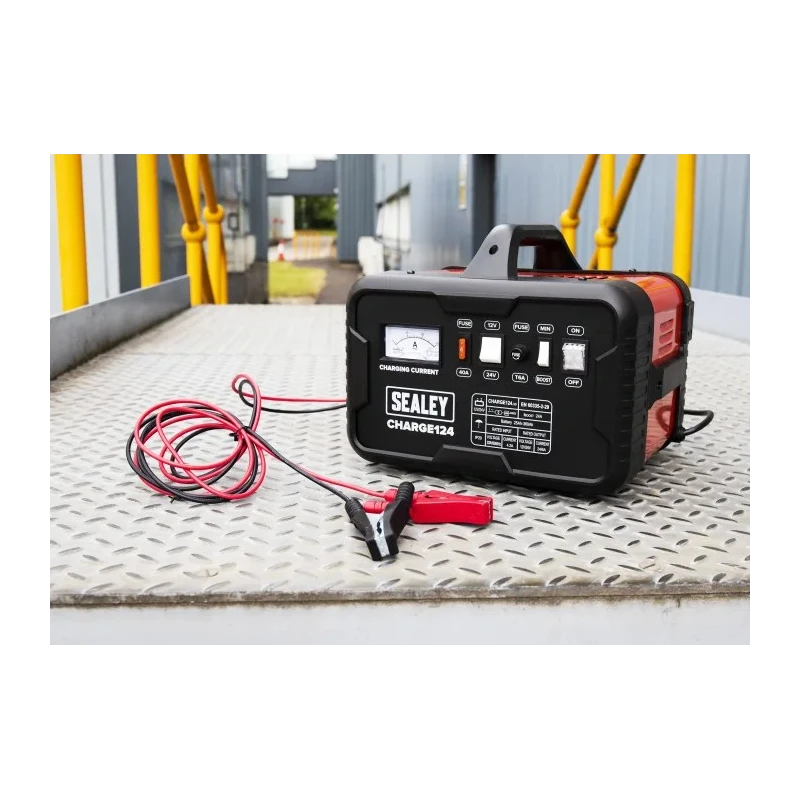 RS PRO Automotive Battery Charger 12/24V Lead Acid 28A with UK Plug 851-7492