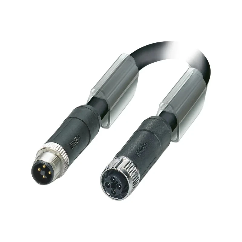 Phoenix Contact Sensor Actuator Cable Male 4 Way M12 to Female 4 Way M12, 5 m, Polyurethane Jacket, Grey Black 1408810