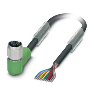 Phoenix Contact Sensor Actuator Cable SAC-12P Female 12 way Right Angle to 12 way Unterminated, Polyurethane Jacket 1430666