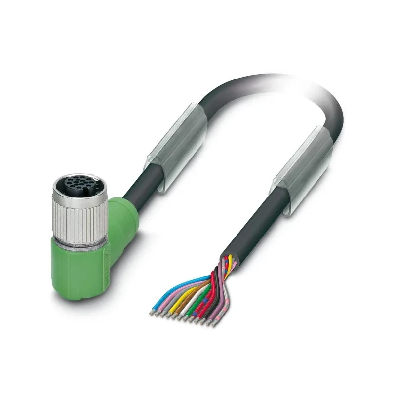 Phoenix Contact Sensor Actuator Cable SAC-12P Female 12 way Right Angle to 12 way Unterminated, Polyurethane Jacket 1430666