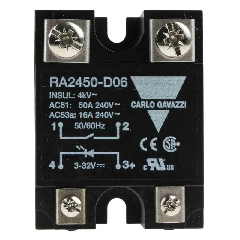 Carlo Gavazzi RA24 Series Solid State Relay Panel Mount 50A Load 280V ac Load 32V dc Control 