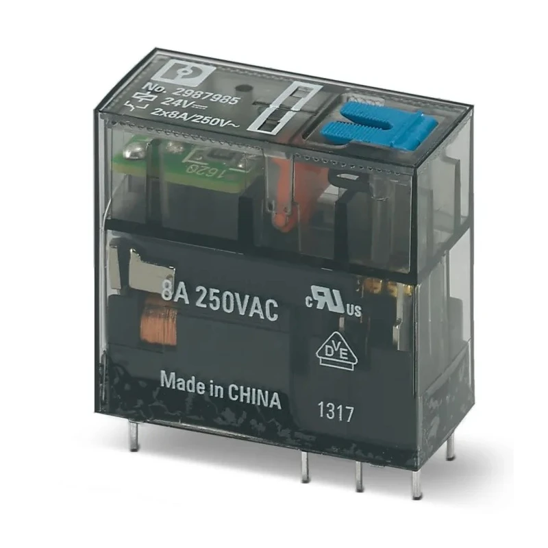 Phoenix Contact Power Relay, 24V DC Coil, 50mA Switching Current, DPDT, Gold Plated Contacts 2987985