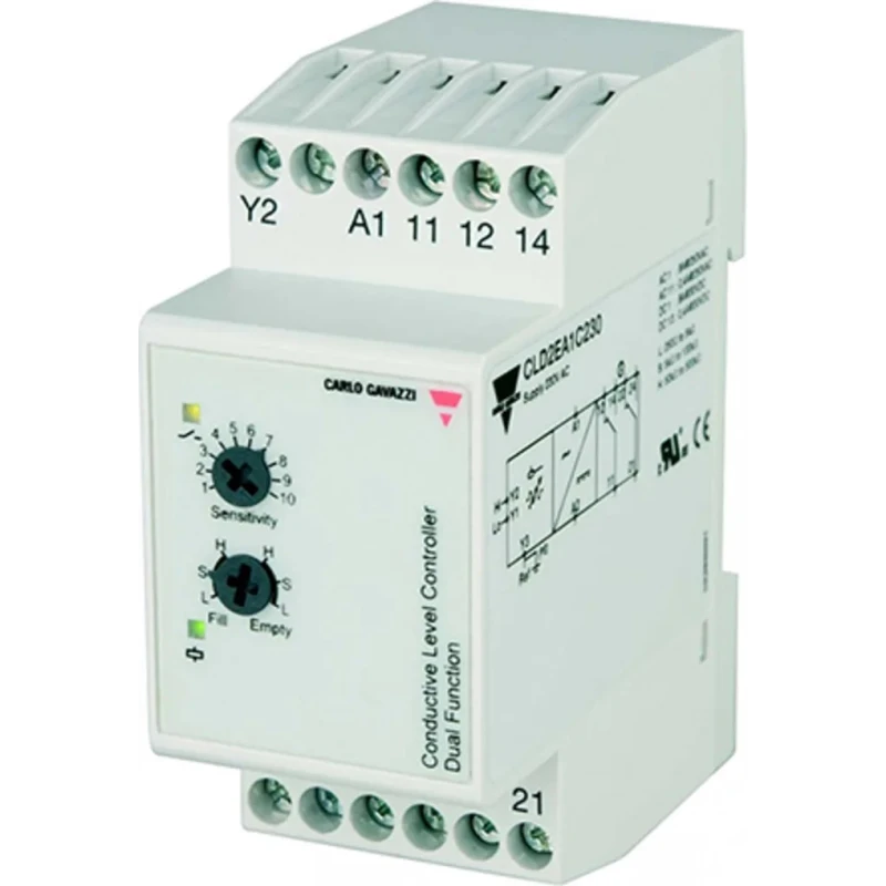 Carlo Gavazzi CLD Series Conductive Level Sensor, DIN Rail Mount, ABS Housing, 100m Cable Length CLD2EA1CM24