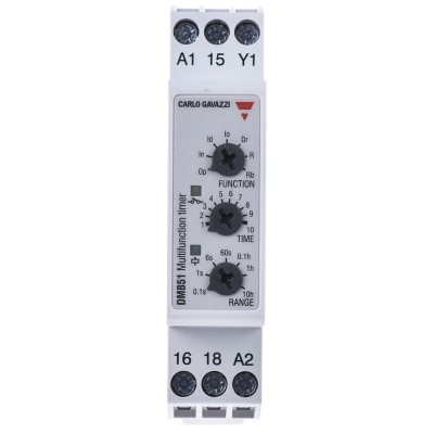 Carlo Gavazzi DMB51 Series DIN Rail Timer Relay, 2-Contact, 12 to 240 V dc, 12V ac, 240 V ac, 0.1 s to 100 h DMB51