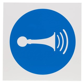 RS PRO Plastic Mandatory Sign Plastic Sound Horn 200mm x 200mm ISO 7010 Compliant 857-8665