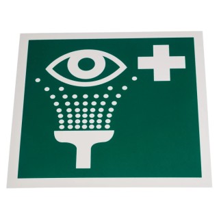RS PRO Plastic White and Green Eyewash Station Safety Sign Label Symbol 200mm x 200mm 857-8725