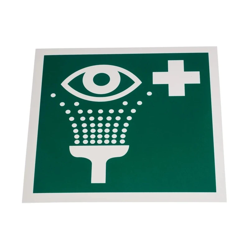RS PRO Plastic White and Green Eyewash Station Safety Sign Label Symbol 200mm x 200mm 857-8725