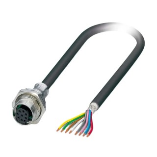 Phoenix Contact Female 8 Way Straight to 8 Way Unterminated Sensor Actuator Cable, 2 m, 30V, Polyurethane Jacket 1419344