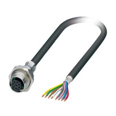 Phoenix Contact Female 8 Way Straight to 8 Way Unterminated Sensor Actuator Cable, 2 m, 30V, Polyurethane Jacket 1419344