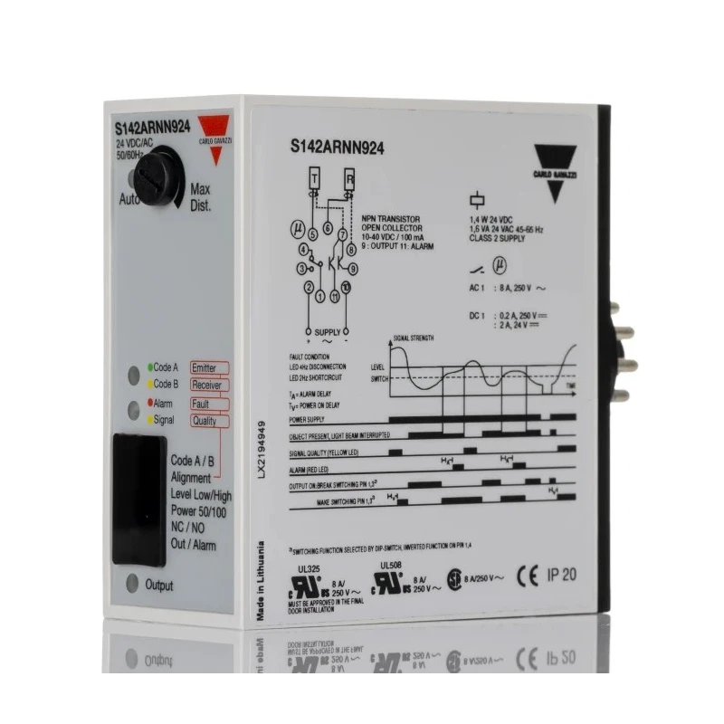 Carlo Gavazzi Photoelectric Sensor Amplifier Block Sensor NPN Output Plug Terminal IP20 Protection S142ARNN924
