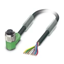 Phoenix Contact Female 8 Way Right Angle to 8 Way Unterminated Sensor Actuator Cable 10m 30V PUR Jacket SAC-8P 1522655