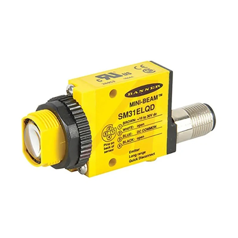 Banner Through Beam Photoelectric Sensor Block Style 30 m Detection Range NPN/PNP Output IP67 