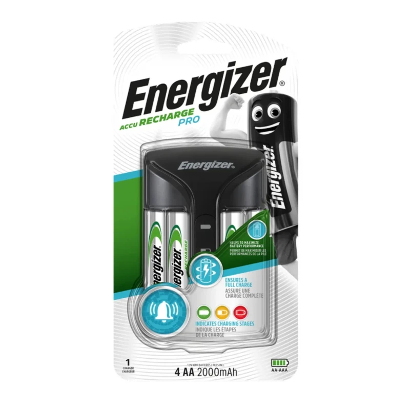 Energizer Recharge Pro Charger Battery Charger For NiMH, AA, AAA Batteries, 4 Slots, 5h Charge Time, EU Plug 7638900398373
