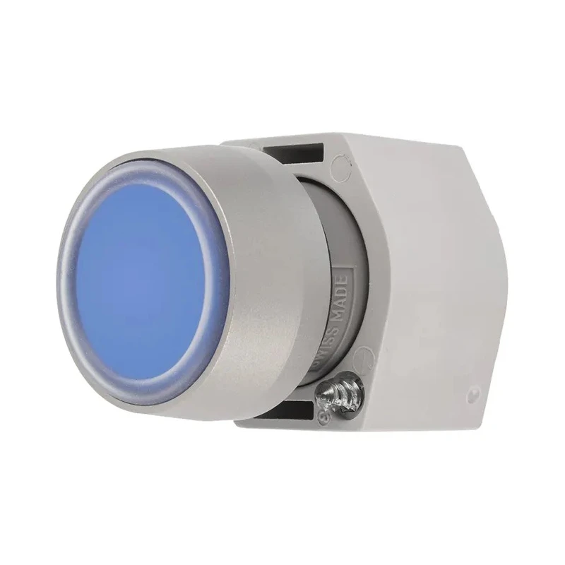 EAO 04 Series Blue Round Flush Momentary Push Button Head Plastic 29mm IP65 