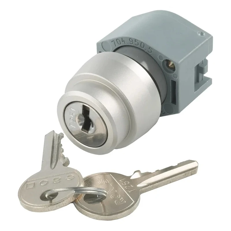 EAO IP65 Key Switch 2-Way Maintained Reset, Straight Key, Round Bezel, Screw Terminal 