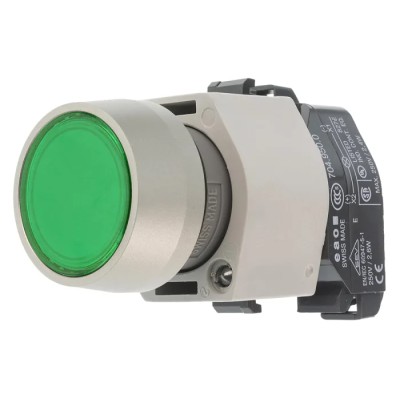 EAO 04 Series Green Momentary Push Button Head, 22.5mm Cutout Diameter, Flush Style, Plastic, IP65, 29mm Diameter 704.032.5