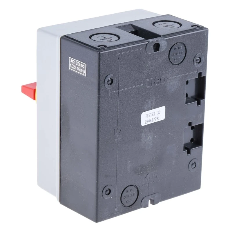 RS PRO 3-Pole Panel Mount Isolator Switch IP65, 20A, 11 kW IP65