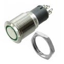 Bulgin Illuminated Momentary Push Button Switch Panel Mount DPDT 16.2 mm Cutout Green LED 250V AC MP0045