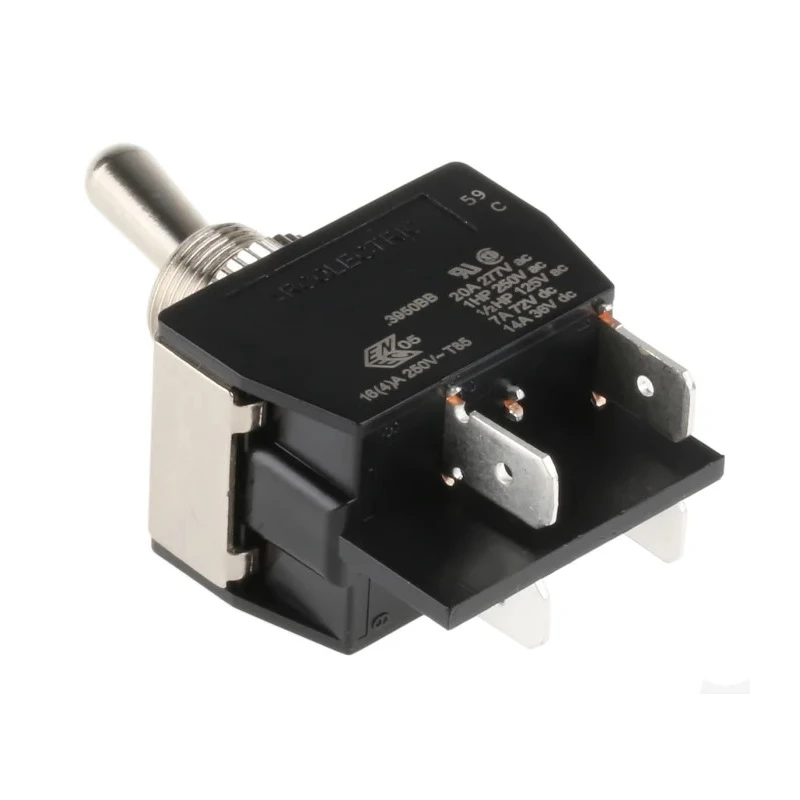 Arcolectric (Bulgin) Ltd Toggle Switch Panel Mount On-Off DPST Tab Terminal 277 V AC C3950BBAAA