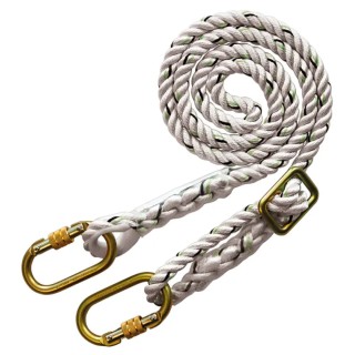 JSP 2 m Adjustable Work Positioning Lanyard, Polyamide Rope, Carabiner Anchorage, 100kg Capacity FAR0308