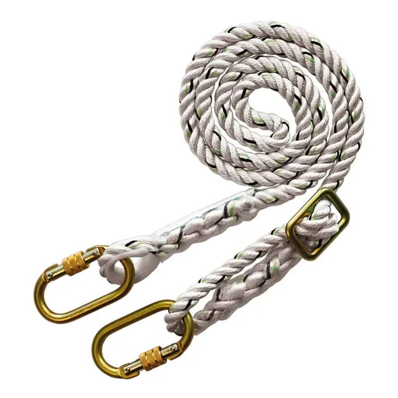 JSP 2 m Adjustable Work Positioning Lanyard, Polyamide Rope, Carabiner Anchorage, 100kg Capacity FAR0308