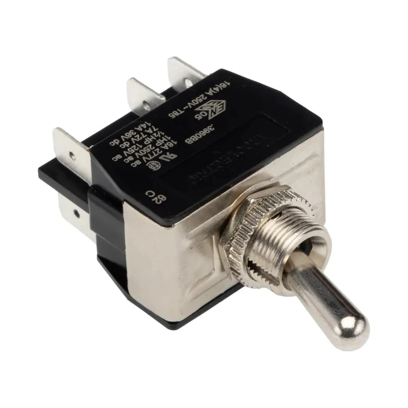 Arcolectric (Bulgin) Ltd Toggle Switch, Panel Mount, On-On, DPDT, Tab Terminal, 20A Contact Current, 250V AC C3960BBAAA