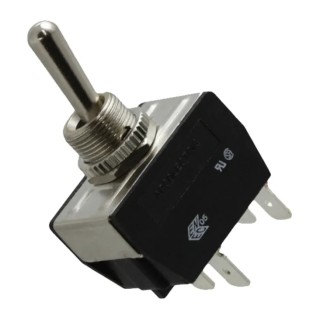 Arcolectric (Bulgin) Ltd Toggle Switch, Panel Mount, On-Off-On, DPDT, Tab Terminal, Metal Actuator, IP67, 20A C3970BBAAA