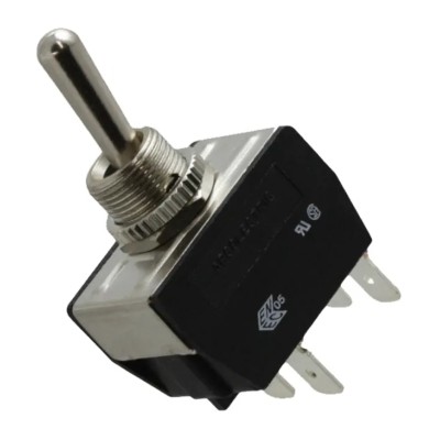 Arcolectric (Bulgin) Ltd Toggle Switch, Panel Mount, On-Off-On, DPDT, Tab Terminal, Metal Actuator, IP67, 20A C3970BBAAA