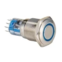 Bulgin Illuminated Momentary Push Button Switch Panel Mount 16.2 mm Cutout DPDT Blue LED 250V ac MP0045