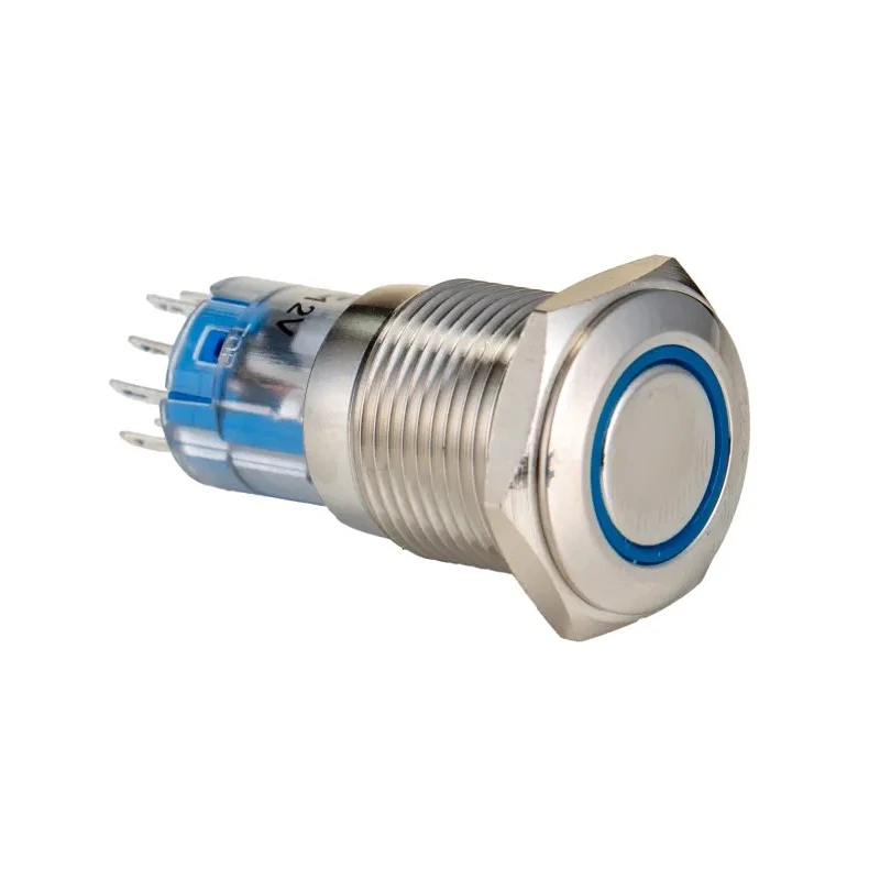 Bulgin Illuminated Momentary Push Button Switch Panel Mount 16.2 mm Cutout DPDT Blue LED 250V ac MP0045