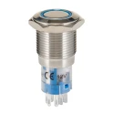 Bulgin Illuminated Momentary Push Button Switch Panel Mount 16.2 mm Cutout DPDT Blue LED 250V ac MP0045