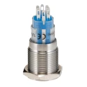 Bulgin Illuminated Momentary Push Button Switch Panel Mount 16.2 mm Cutout DPDT Blue LED 250V ac MP0045