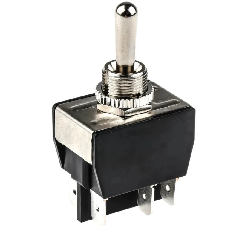 Arcolectric (Bulgin) Ltd Toggle Switch Panel Mount Momentary-Off-Momentary DPDT Tab Terminal 277 V ac C3972BBAAA