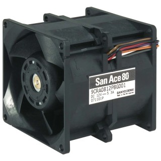 Sanyo Denki San Ace 9CRA Series Axial Fan 48V DC 63.4W 270 m³/h Air Flow Ball Bearing Square Frame 80mm 9CRA0848P8G001
