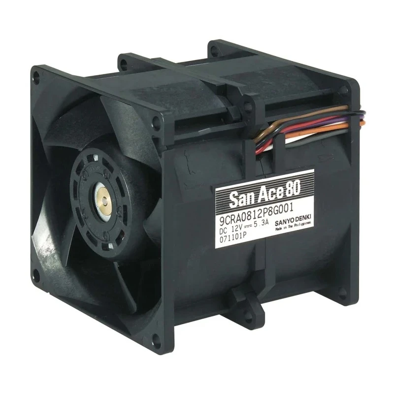 Sanyo Denki San Ace 9CRA Series Axial Fan 48V DC 63.4W 270 m³/h Air Flow Ball Bearing Square Frame 80mm 9CRA0848P8G001
