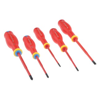 Facom Insulated Pozidriv and Slotted Screwdriver Set 5-Piece ESD Safe ATD.J5TVEPB