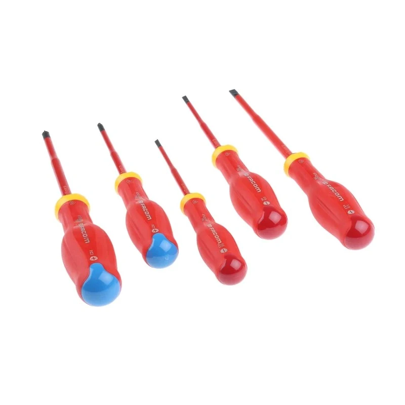 Facom Insulated Pozidriv and Slotted Screwdriver Set 5-Piece ESD Safe ATD.J5TVEPB
