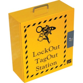 RS PRO 6 Padlock Lockout Station Yellow Polyvinyl Chloride Portable 410 x 360 x 155mm 862-5253