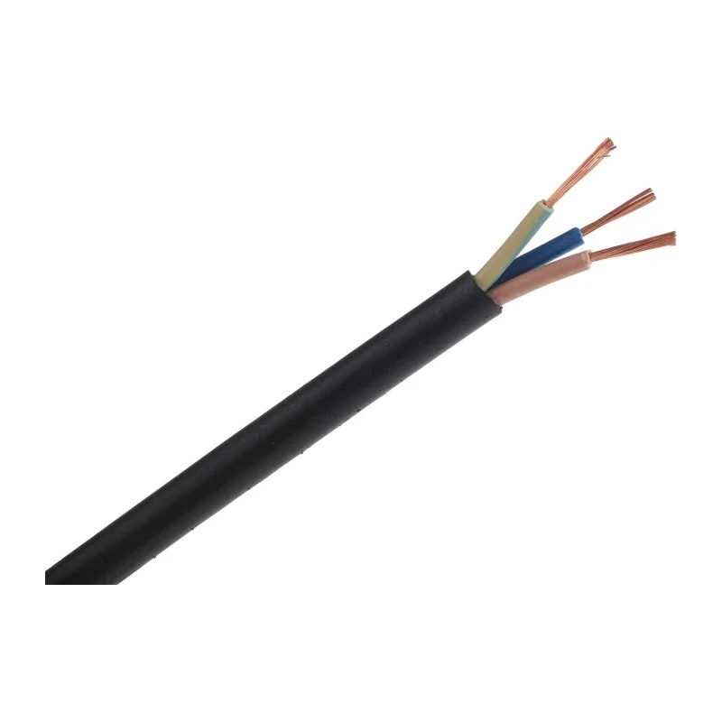 RS PRO H05RR-F 3 Core Power Cable Black 0.75mm² 60°C 100m CPE Rubber Insulated Flexible Mains Cable H05RR-F